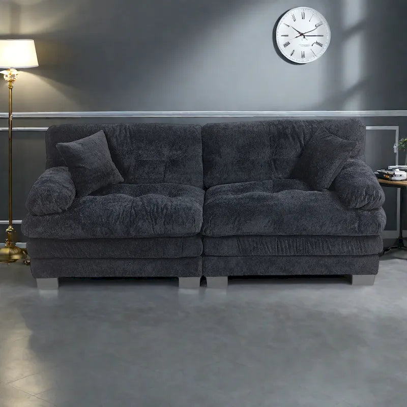 Canapé 3 places rembourré de 84 po avec coussin en mousse à mémoire de forme double couche