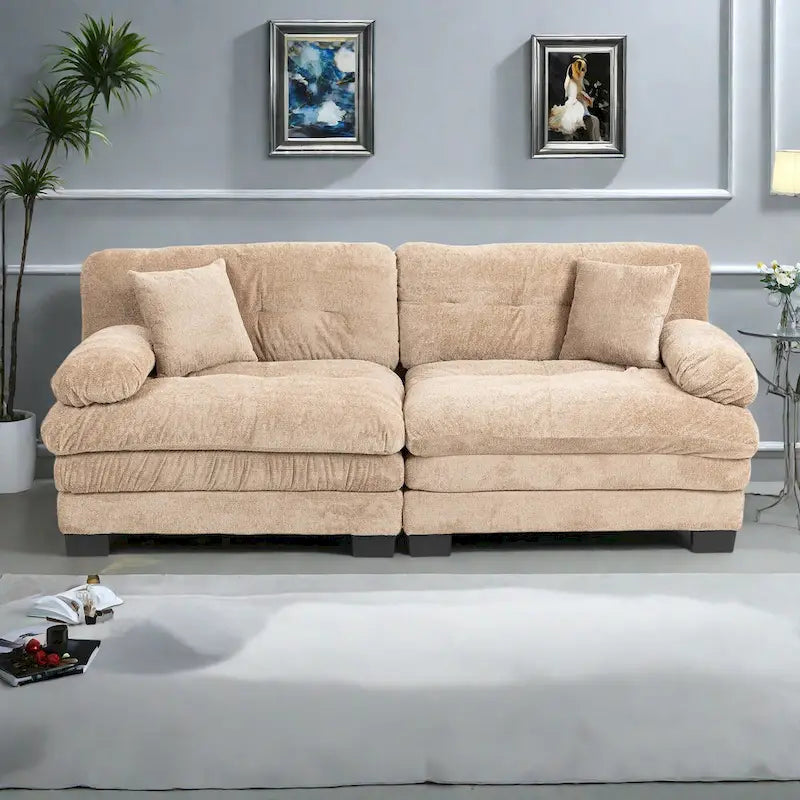 Canapé 3 places rembourré de 84 po avec coussin en mousse à mémoire de forme double couche