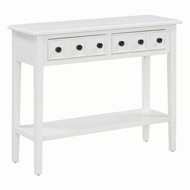 Table d'entrée avec 2 tiroirs (blanc)