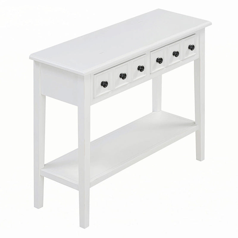 Table d'entrée avec 2 tiroirs (blanc)