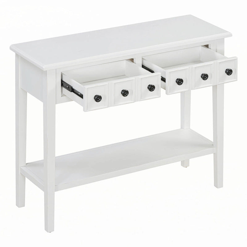 Table d'entrée avec 2 tiroirs (blanc)