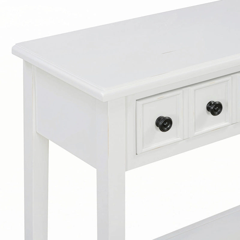 Table d'entrée avec 2 tiroirs (blanc)