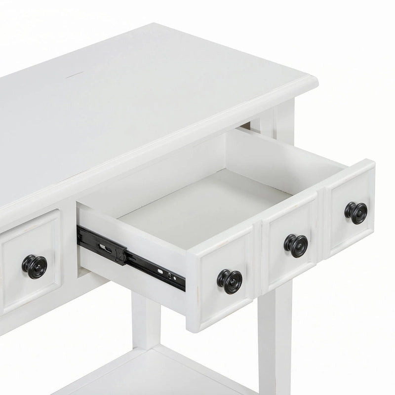Table d'entrée avec 2 tiroirs (blanc)