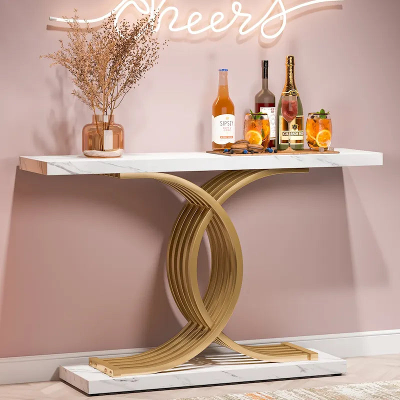 Console de 99 cm, Table d'appoint étroite pour entrée, Table de canapé pour foyer