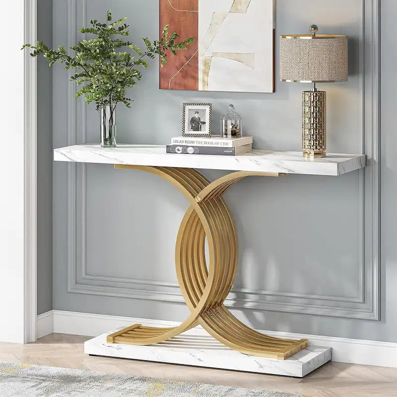 Console de 99 cm, Table d'appoint étroite pour entrée, Table de canapé pour foyer