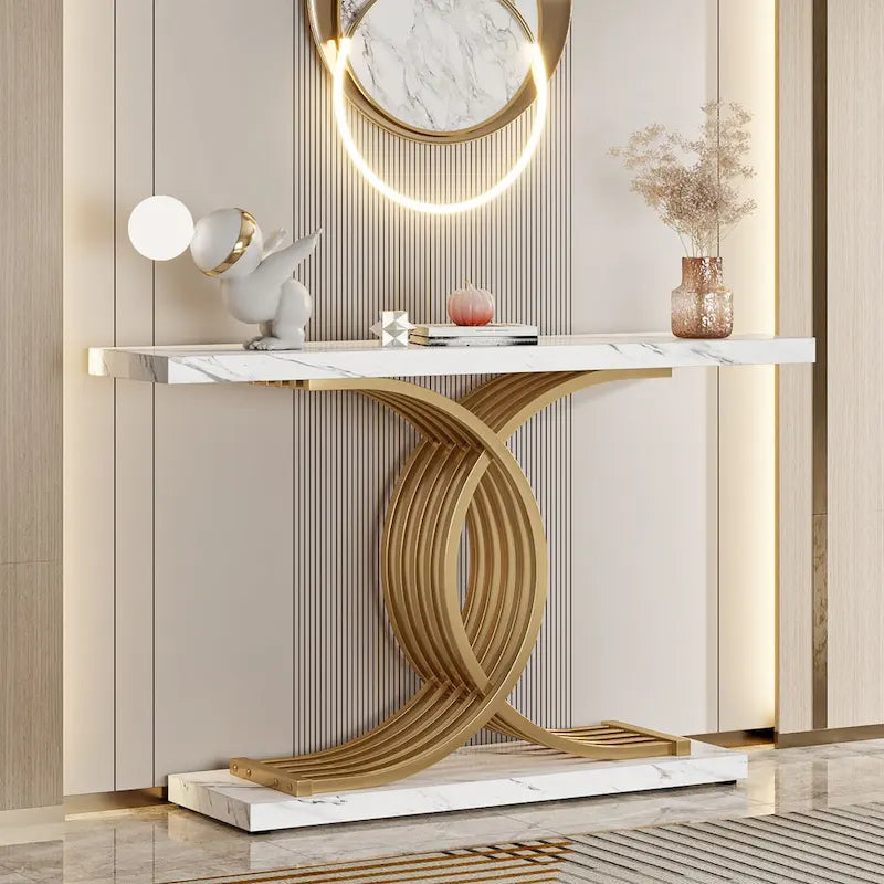 Console de 99 cm, Table d'appoint étroite pour entrée, Table de canapé pour foyer