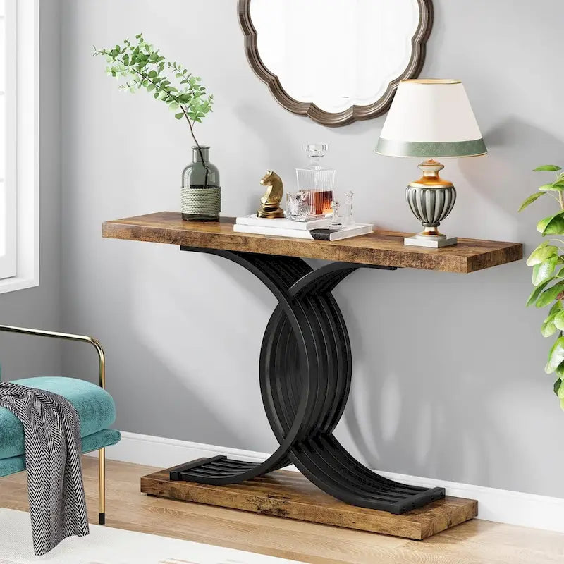 Console de 99 cm, Table d'appoint étroite pour entrée, Table de canapé pour foyer
