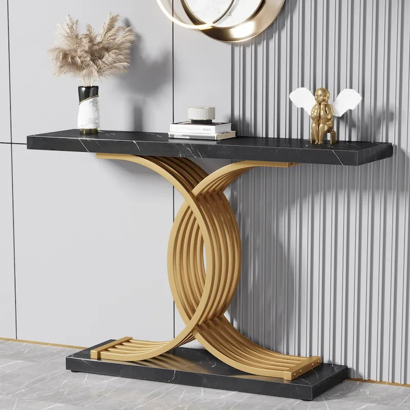 Console de 99 cm, Table d'appoint étroite pour entrée, Table de canapé pour foyer