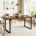 Table à manger extensible pour 6 à 8 personnes, table rectangulaire en bois avec cadre en métal
