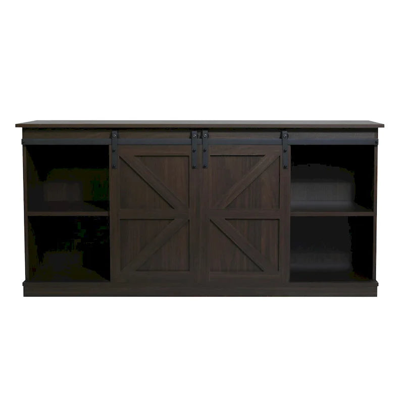 Meuble TV en bois de style rustique avec portes coulissantes façon grange