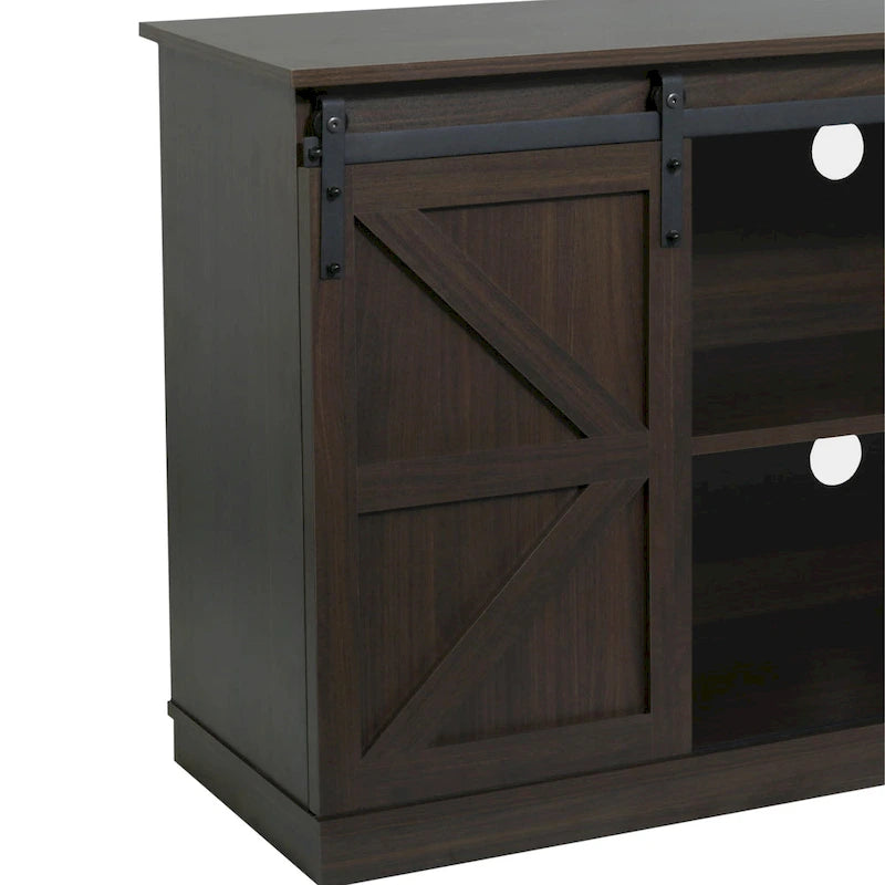 Meuble TV en bois de style rustique avec portes coulissantes façon grange