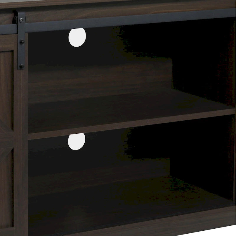 Meuble TV en bois de style rustique avec portes coulissantes façon grange