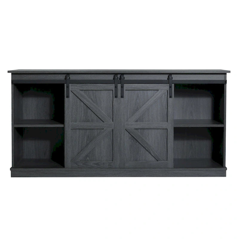 Meuble TV en bois de style rustique avec portes coulissantes façon grange
