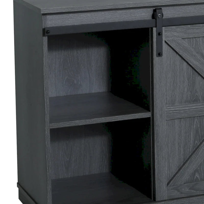 Meuble TV en bois de style rustique avec portes coulissantes façon grange