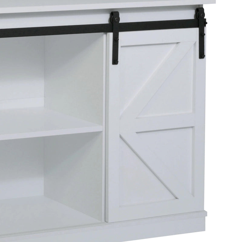 Meuble TV en bois de style rustique avec portes coulissantes façon grange