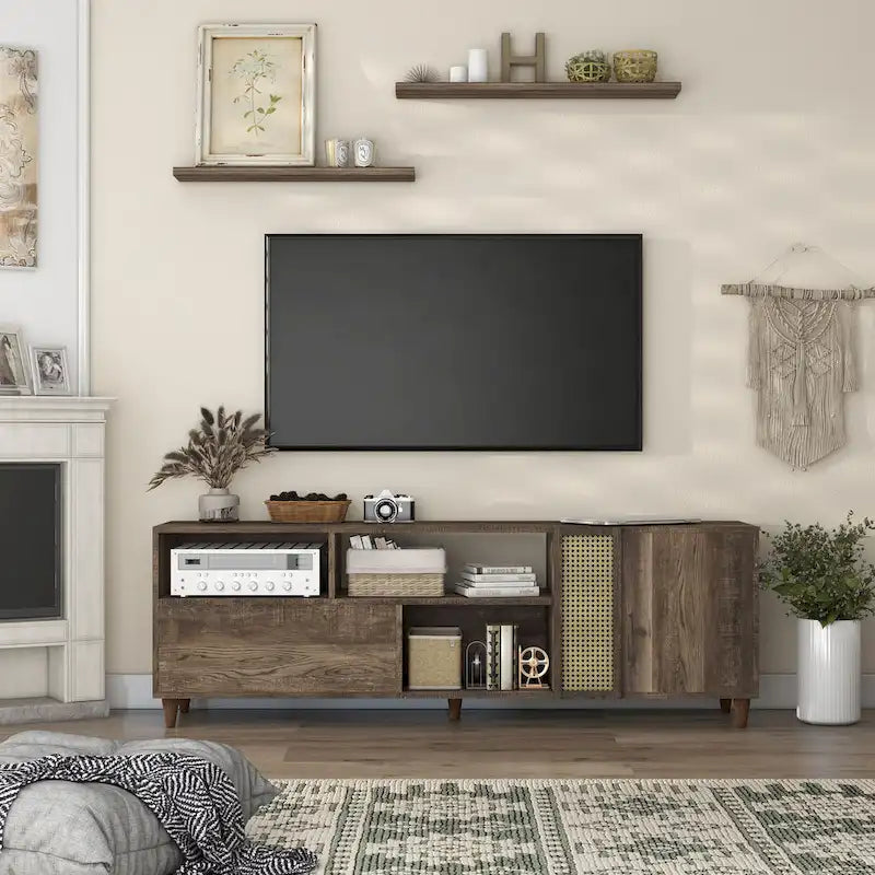 Meuble TV Mid-Century Modern de 178 cm avec tiroir