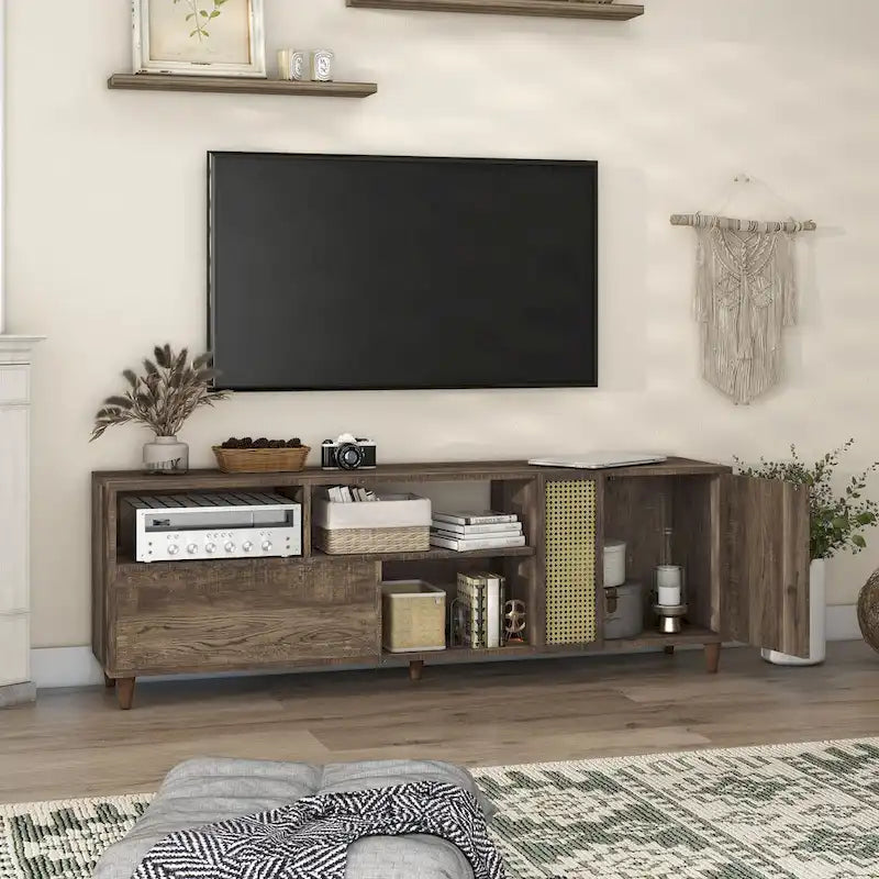 Meuble TV Mid-Century Modern de 178 cm avec tiroir