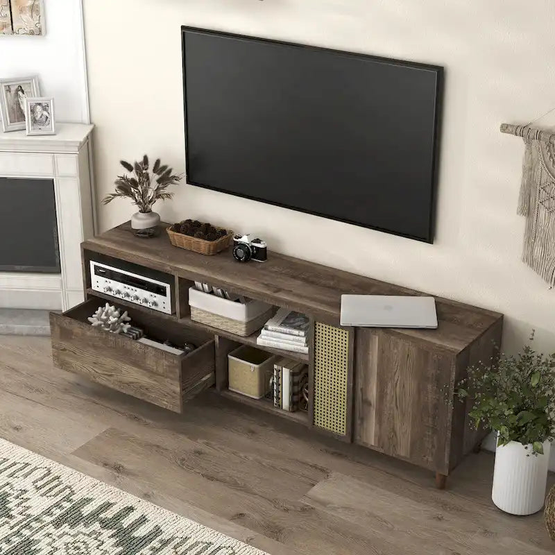 Meuble TV Mid-Century Modern de 178 cm avec tiroir