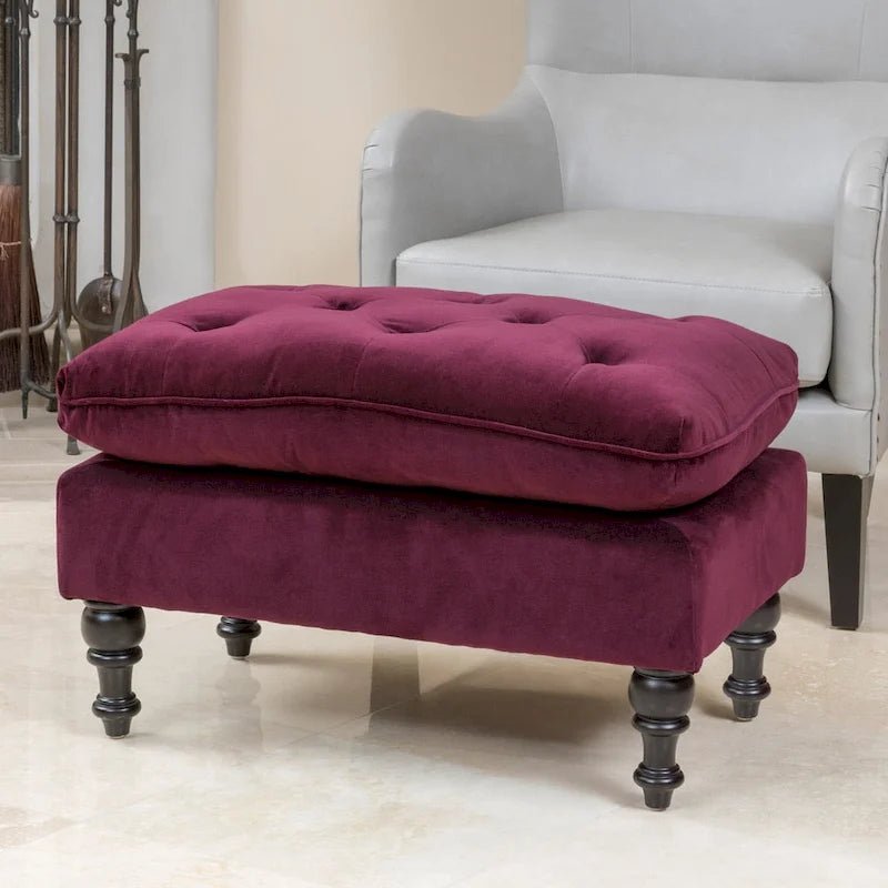 Pouf ottoman en tissu capitonné