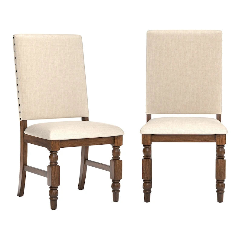 Chaises de salle à manger capitonnées cloutées (lot de 2)