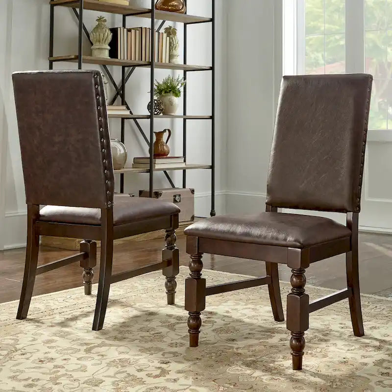 Chaises de salle à manger capitonnées cloutées (lot de 2)