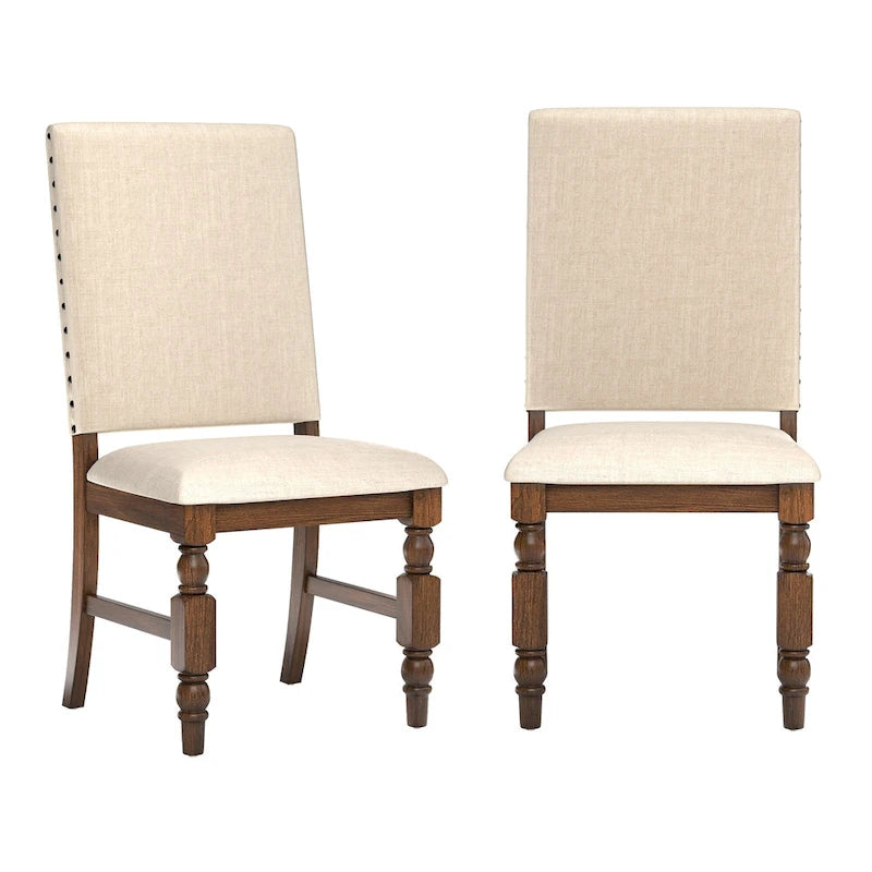 Chaises de salle à manger capitonnées cloutées (lot de 2)