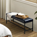 Banc de rangement capitonné contemporain de 127 cm de large avec pieds en métal
