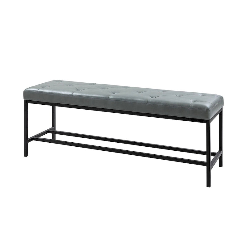 Banc de rangement capitonné contemporain de 127 cm de large avec pieds en métal