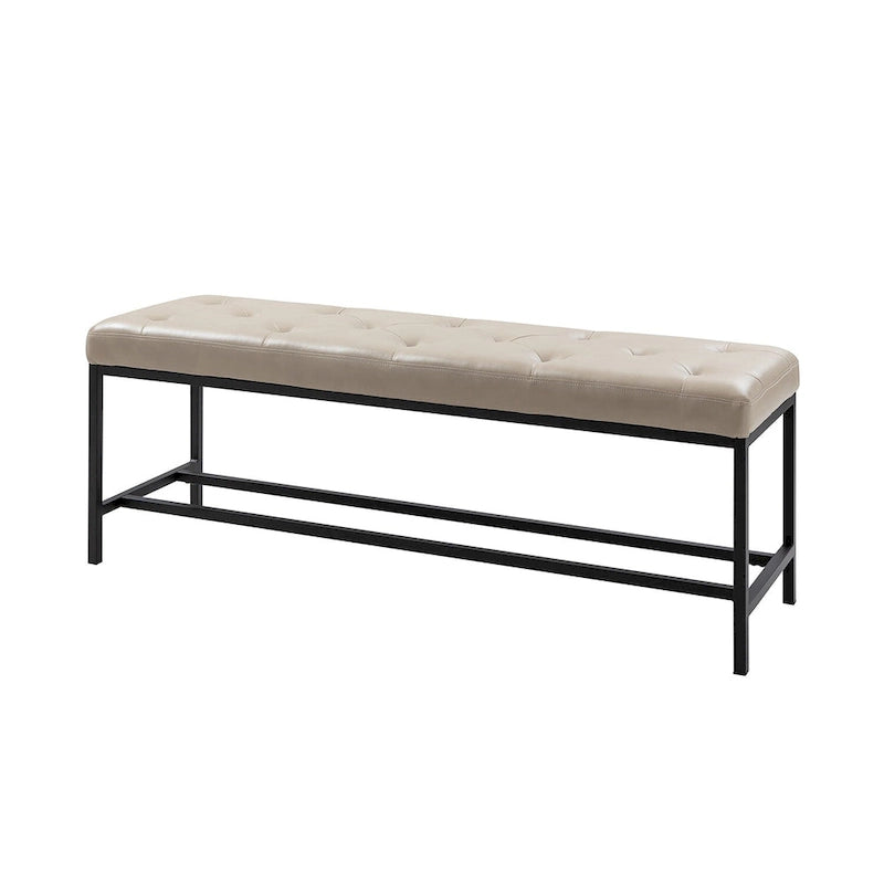 Banc de rangement capitonné contemporain de 127 cm de large avec pieds en métal
