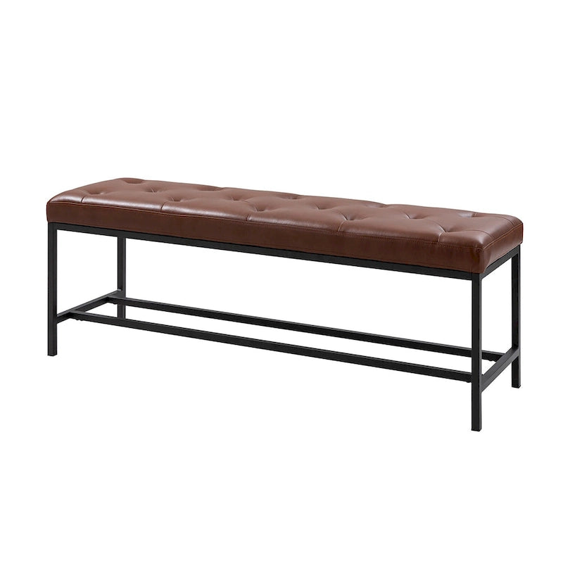 Banc de rangement capitonné contemporain de 127 cm de large avec pieds en métal