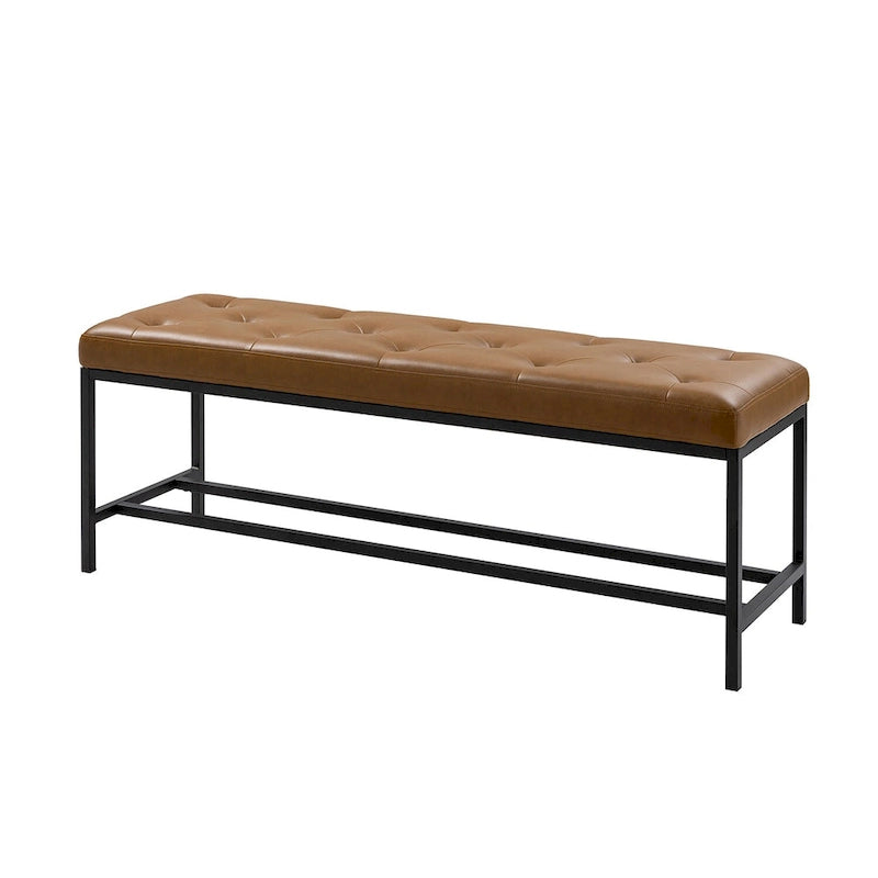 Banc de rangement capitonné contemporain de 127 cm de large avec pieds en métal