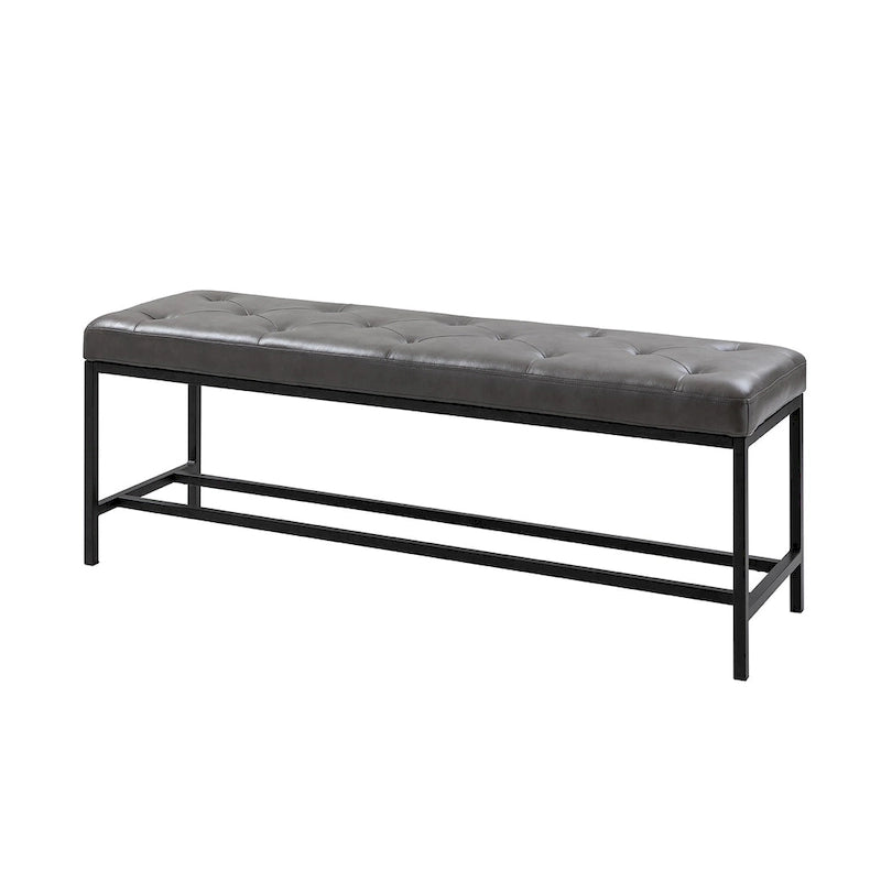Banc de rangement capitonné contemporain de 127 cm de large avec pieds en métal