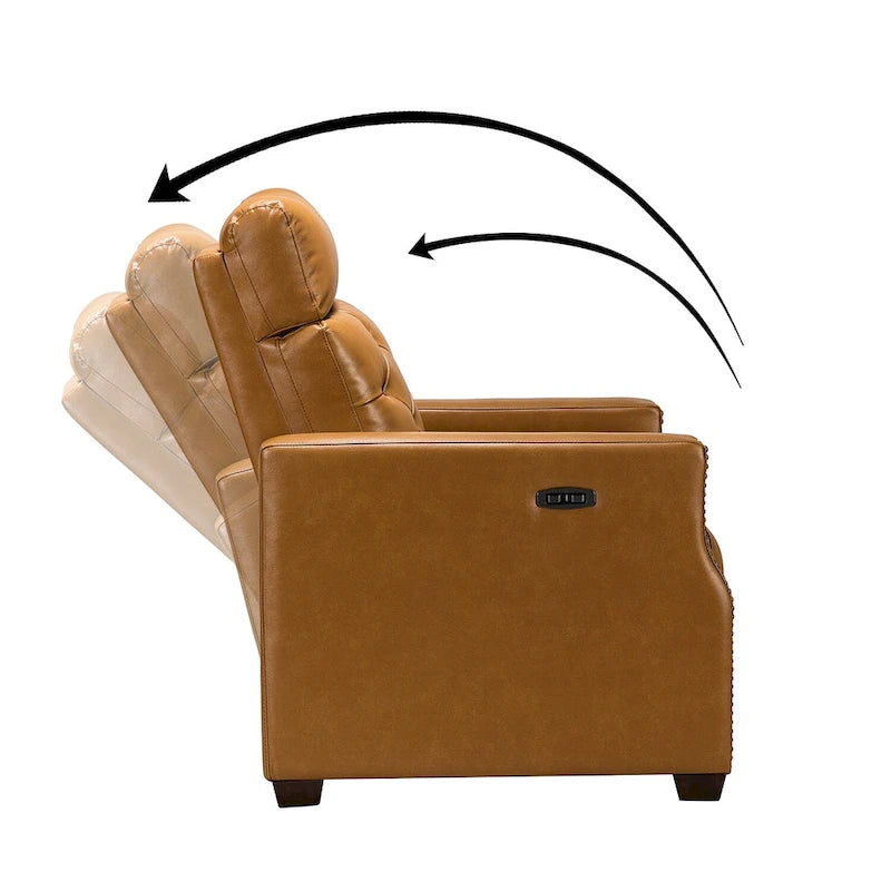 Fauteuil inclinable électrique en cuir véritable de 80 cm de large avec port USB, lot de 2