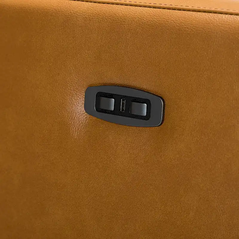 Fauteuil inclinable électrique en cuir véritable de 80 cm de large avec port USB, lot de 2