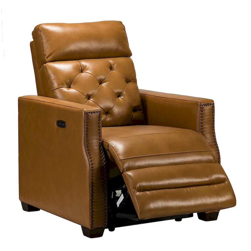 Fauteuil inclinable électrique en cuir véritable de 80 cm de large avec port USB, lot de 2