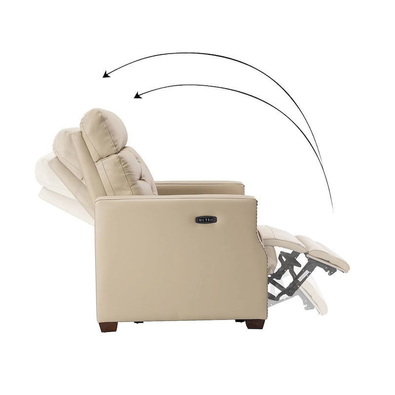 Fauteuil inclinable électrique en cuir véritable de 80 cm de large avec port USB, lot de 2