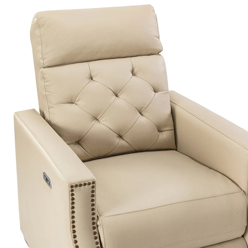 Fauteuil inclinable électrique en cuir véritable de 80 cm de large avec port USB, lot de 2
