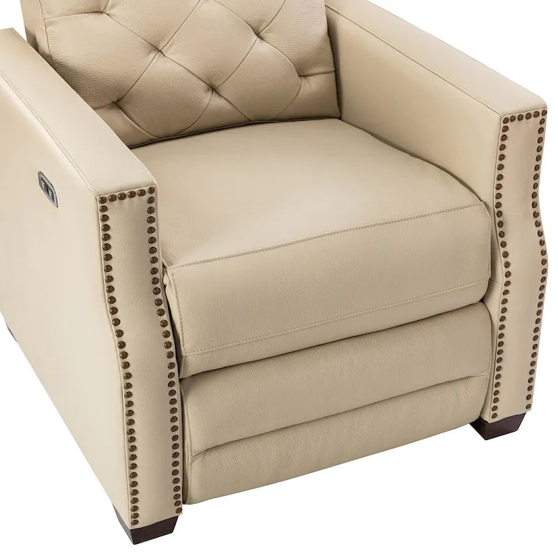 Fauteuil inclinable électrique en cuir véritable de 80 cm de large avec port USB, lot de 2
