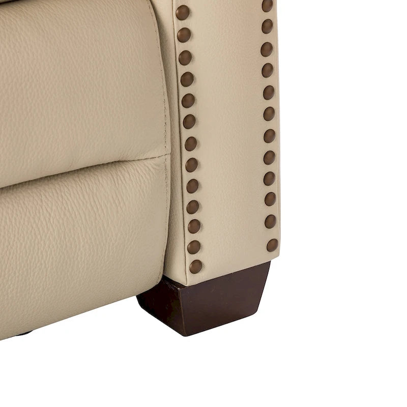 Fauteuil inclinable électrique en cuir véritable de 80 cm de large avec port USB, lot de 2