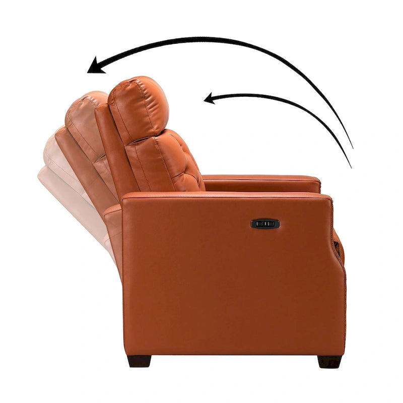 Fauteuil inclinable électrique en cuir véritable de 80 cm de large avec port USB, lot de 2