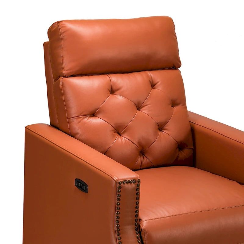 Fauteuil inclinable électrique en cuir véritable de 80 cm de large avec port USB, lot de 2
