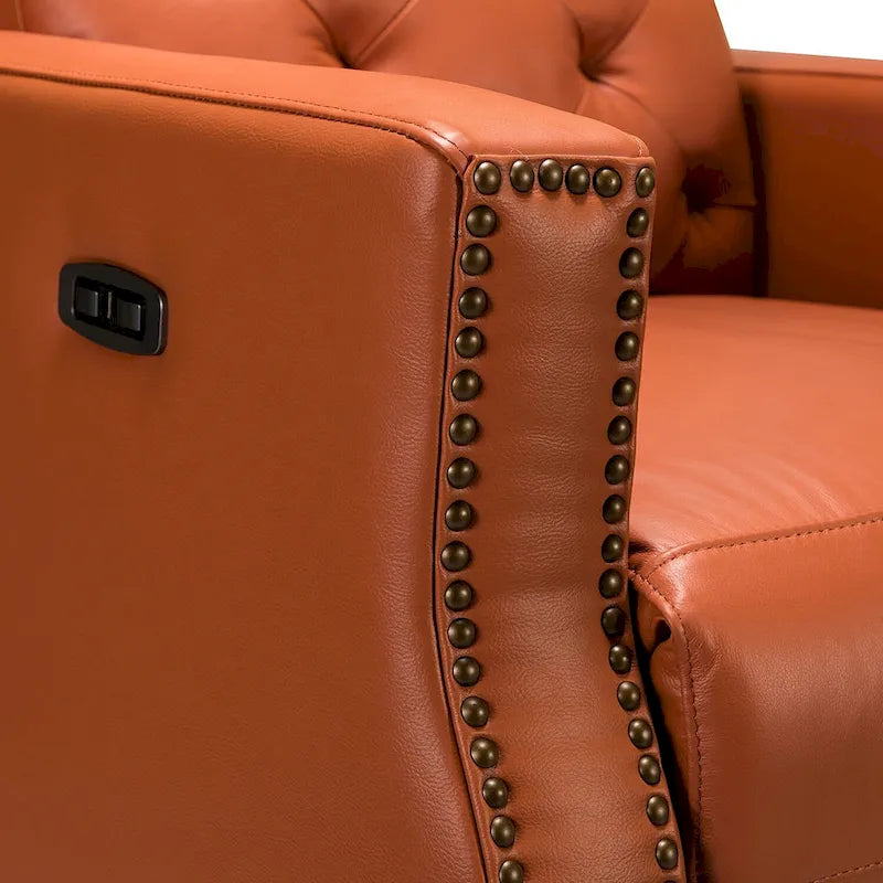 Fauteuil inclinable électrique en cuir véritable de 80 cm de large avec port USB, lot de 2