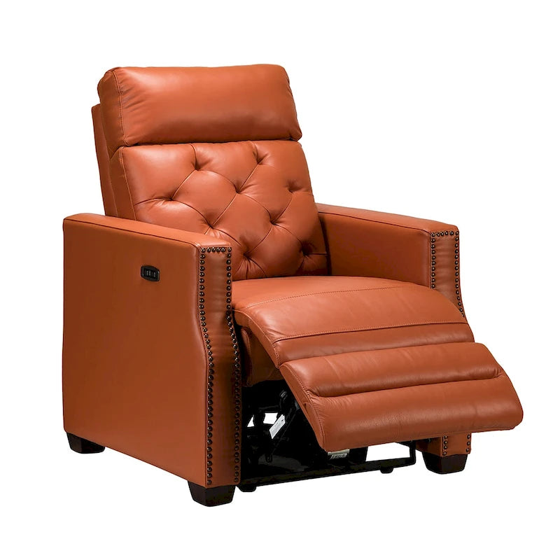 Fauteuil inclinable électrique en cuir véritable de 80 cm de large avec port USB, lot de 2