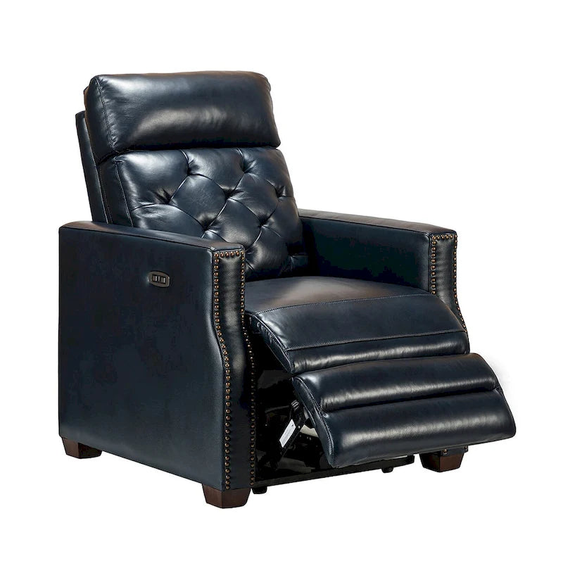Fauteuil inclinable électrique en cuir véritable de 80 cm de large avec port USB, lot de 2