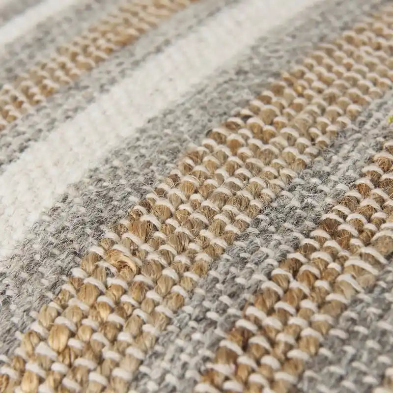 Pouf carré en chanvre et coton à rayures multicolores