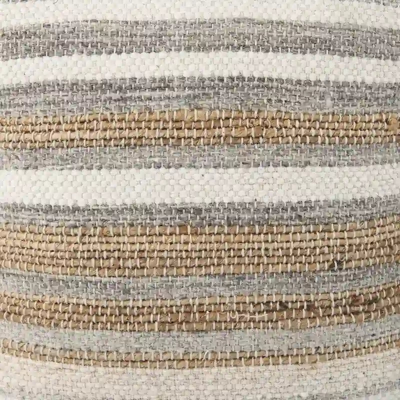 Pouf carré en chanvre et coton à rayures multicolores