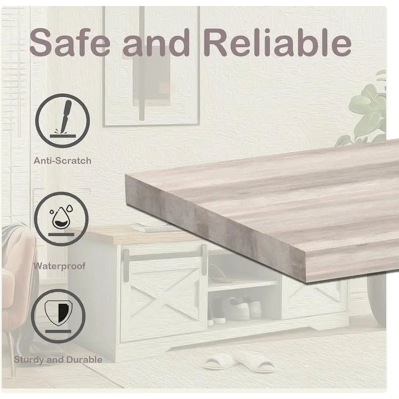 Banc à chaussures d'entrée avec rangement et porte coulissante de style grange – 120 cm x 39 cm x 45 cm