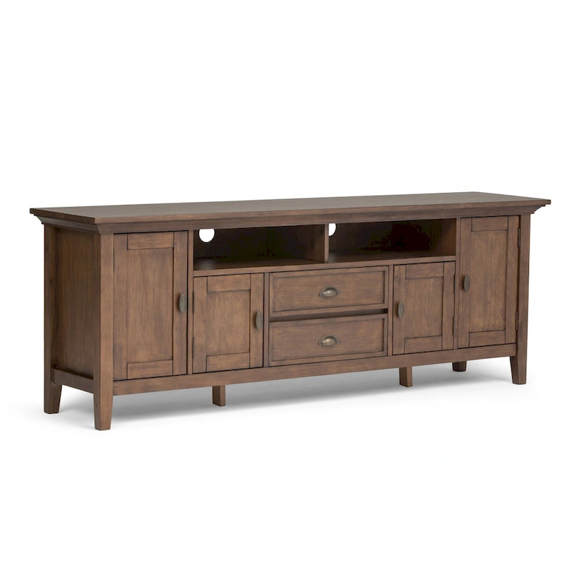 Meuble TV en bois massif de 183 cm de large pour téléviseurs jusqu'à 80 pouces - 183 L x 42 P x 66 H cm