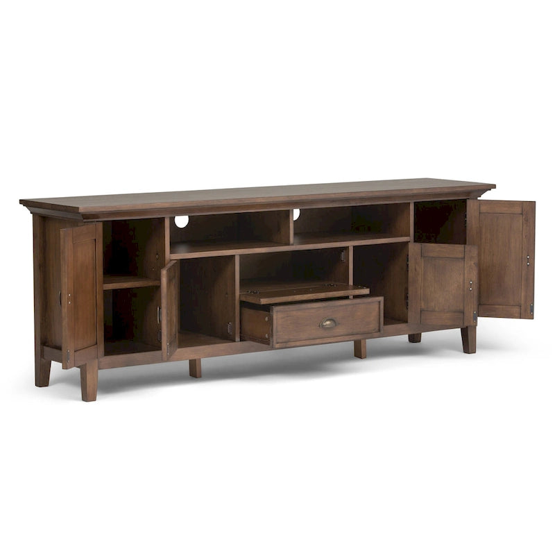 Meuble TV en bois massif de 183 cm de large pour téléviseurs jusqu'à 80 pouces - 183 L x 42 P x 66 H cm