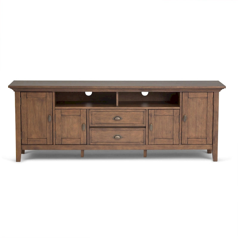 Meuble TV en bois massif de 183 cm de large pour téléviseurs jusqu'à 80 pouces - 183 L x 42 P x 66 H cm